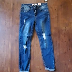 Womens Destressed Jean Ankle Pants